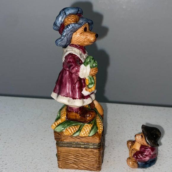 Vintage 1999 Boyds Bear THANKSGIVING Trinket Box - Picture 4 of 9